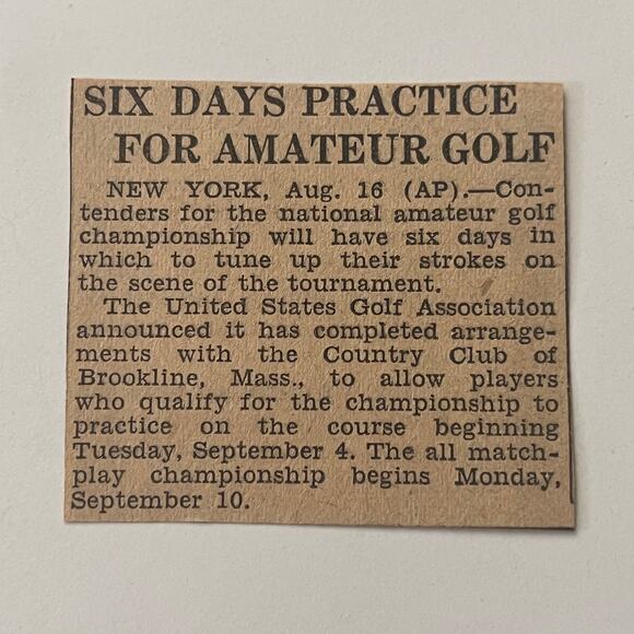 Six Days Practice National Amateur Golf NY 1934 Philadelphia Clipping SAI5-S12 - Picture 1 of 2